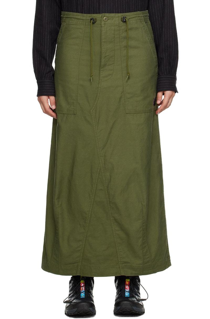 Needles Khaki String Fatigue Midi Skirt - Olive | Garmentory