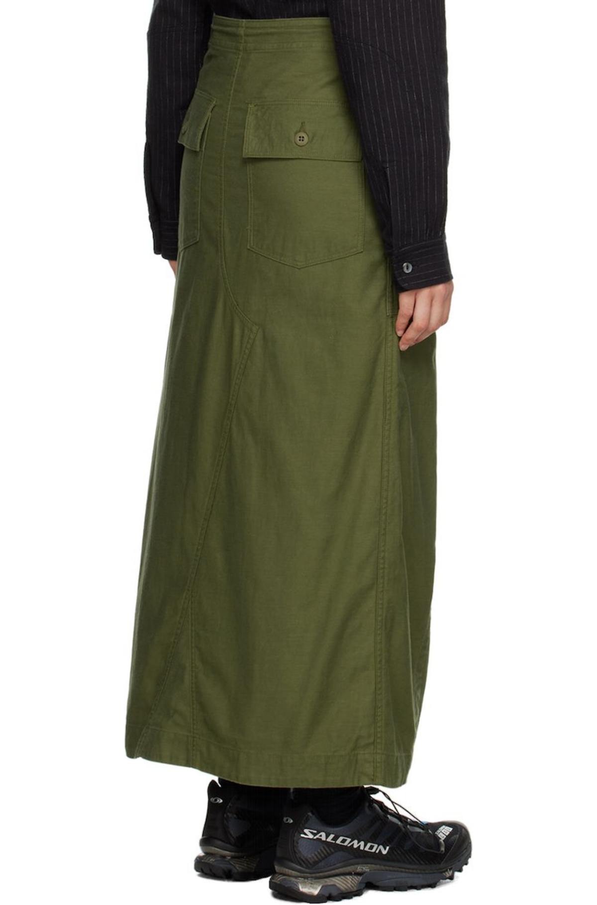 Needles Khaki String Fatigue Midi Skirt - Olive | Garmentory