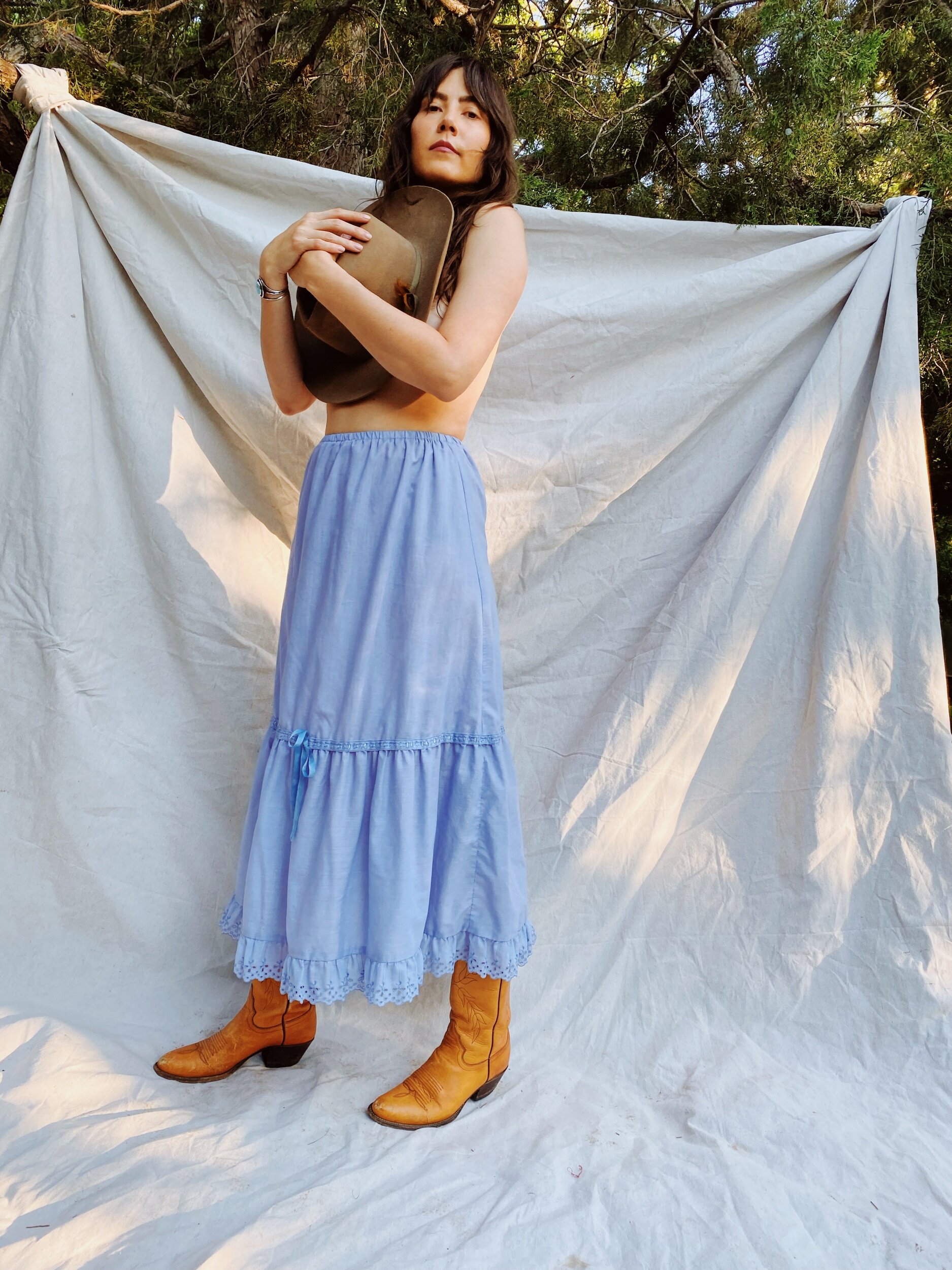 Maxi Petite Midi Skirt 1970 Lacombe Taupe A-Line Midi Skirt La