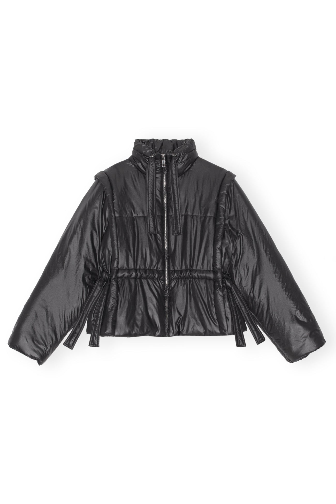 Ganni Shiny Quilt Vest Jacket - Black | Garmentory