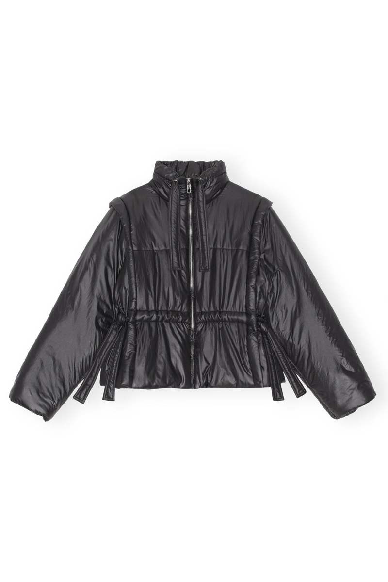 【GANNI】Shiny Quilt Vest Jacket Ganni Shiny Quilt Vest Jacket - Black | Garmentory