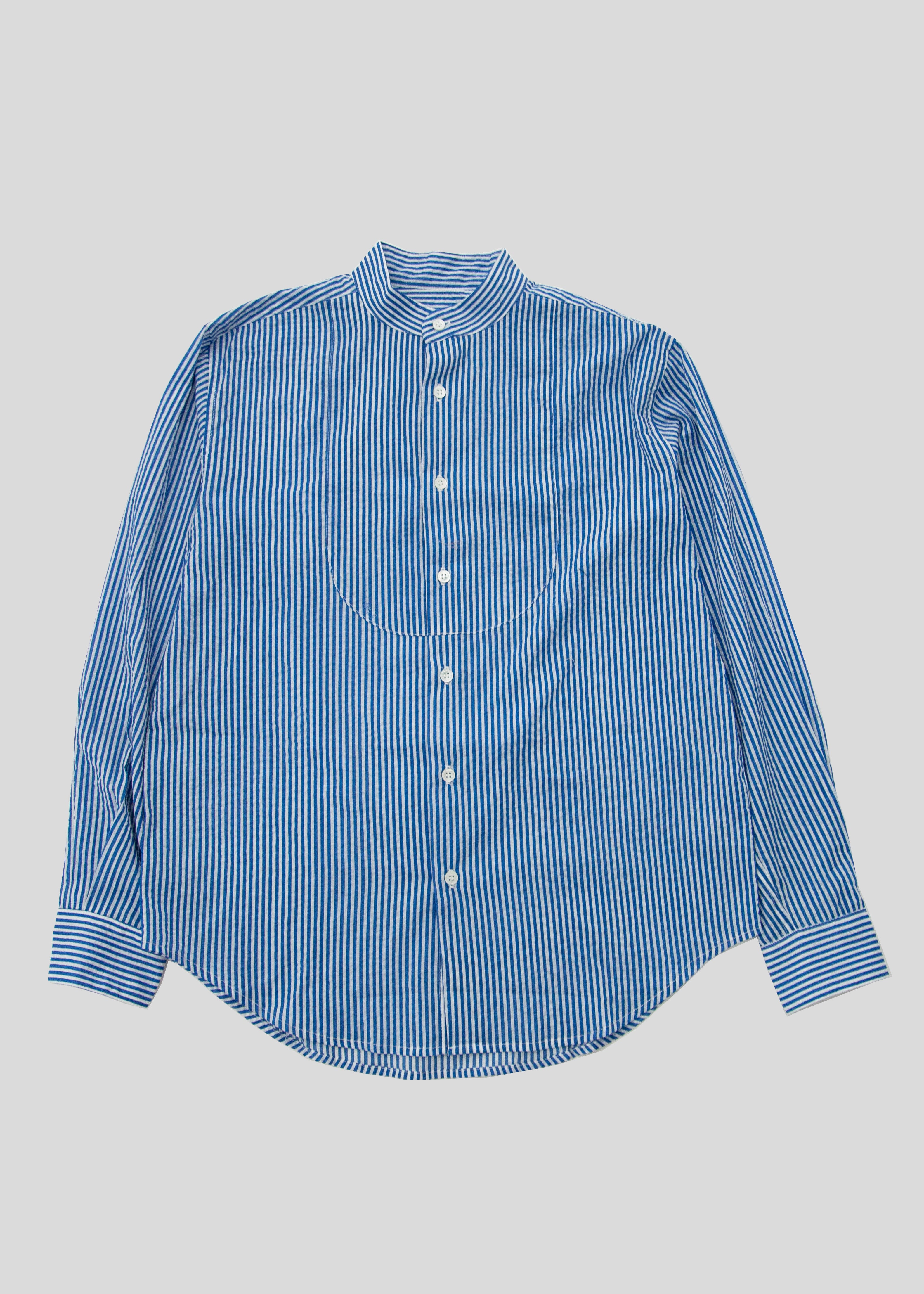 Steven Alan x Clare V The Tux Shirt - Blue/Cream Stripe | Garmentory