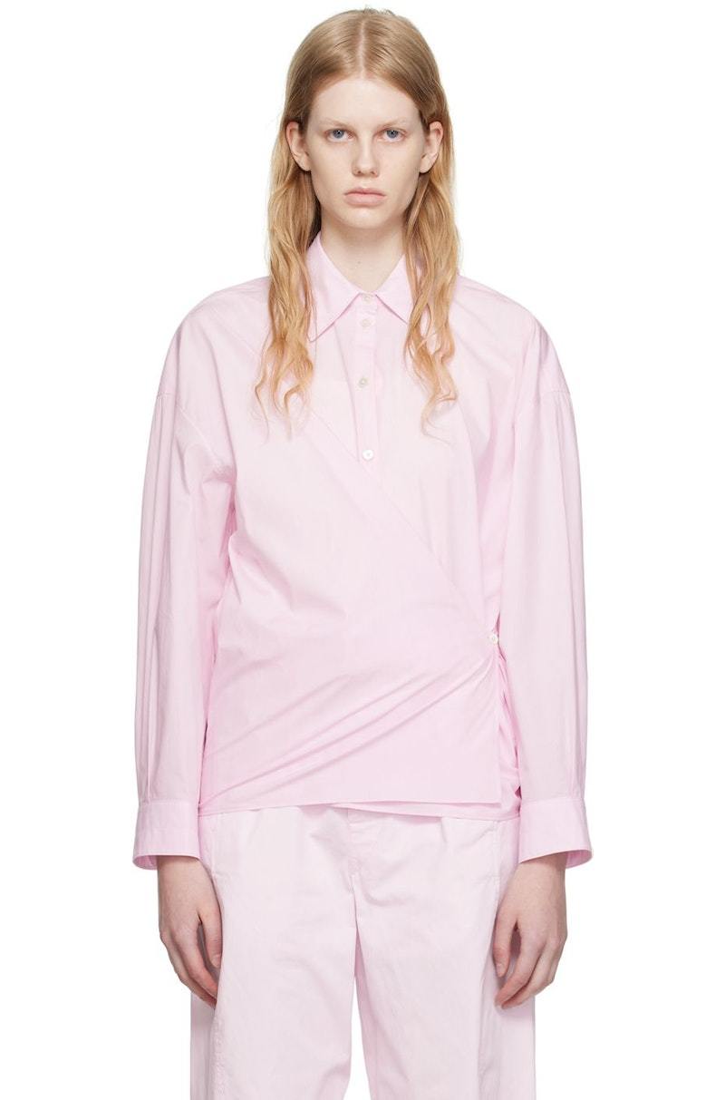Lemaire Straight Collar Twisted Shirt - Pink | Garmentory