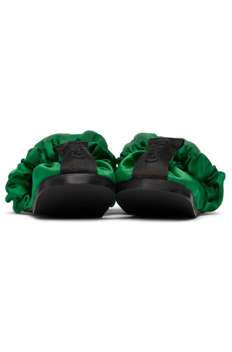 Ganni Scrunchie Ballerina Flats - Kelly Green | Garmentory
