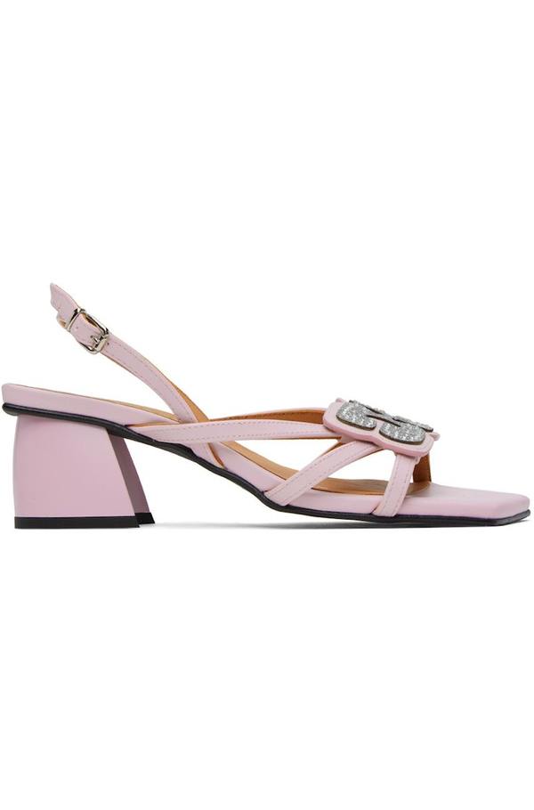 GANNI Pink Butterfly Strass Heeled Sandals on Garmentory