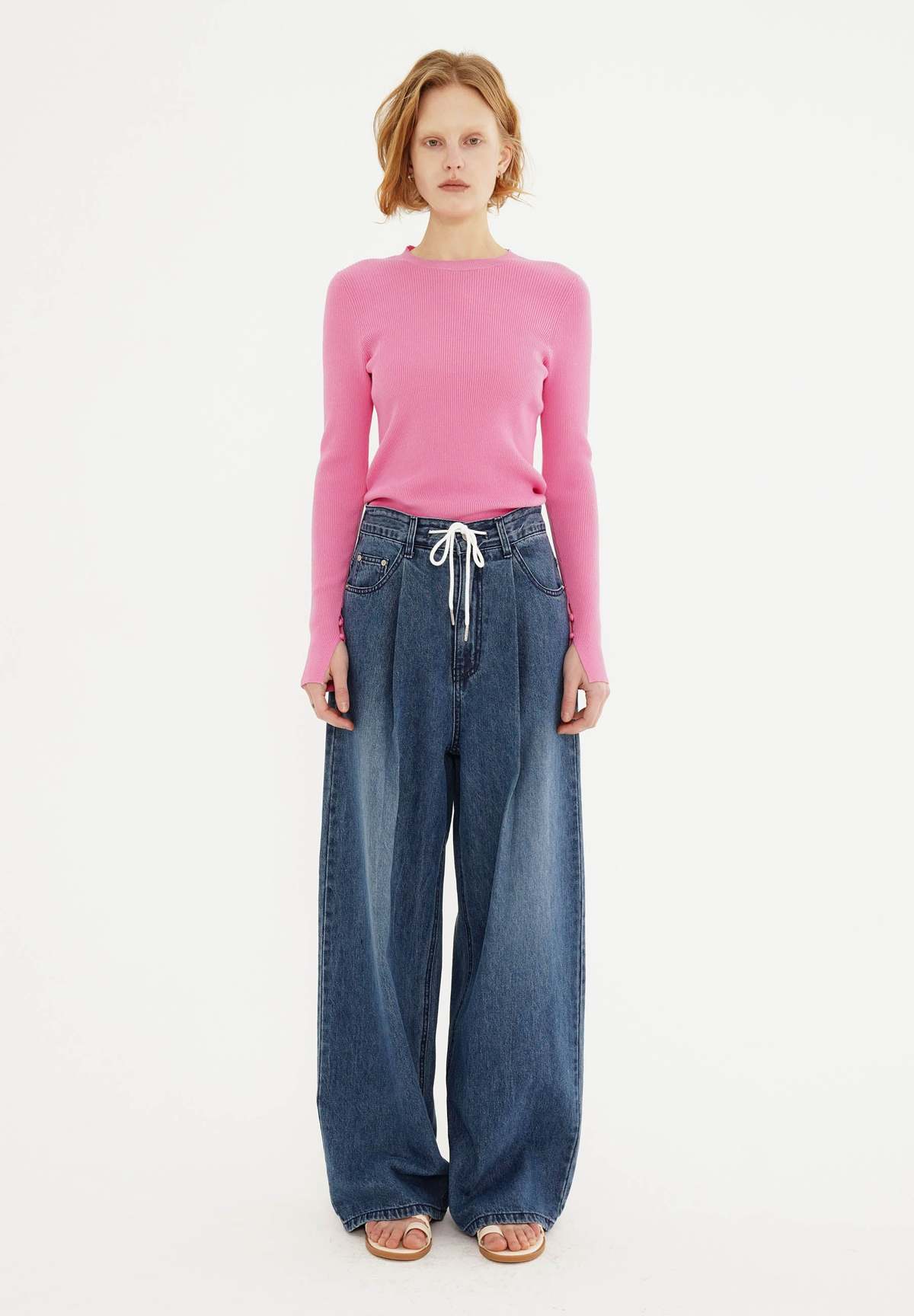 Raive Tuck String Denim Pants - Blue | Garmentory