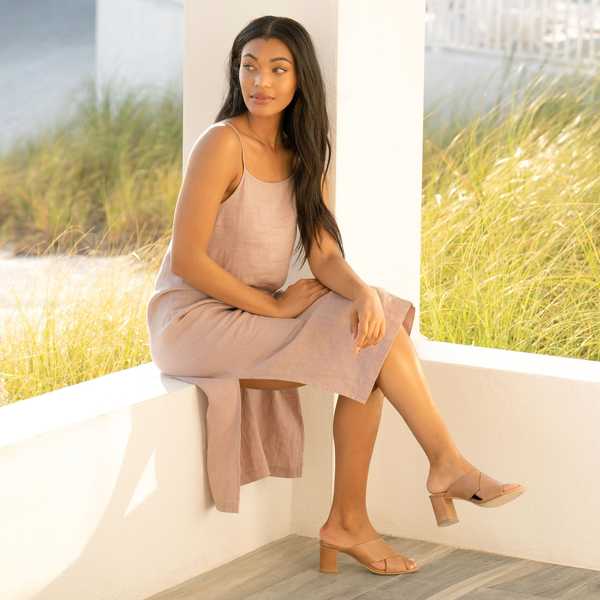 Carina Cross Strap Mule Almond Garmentory