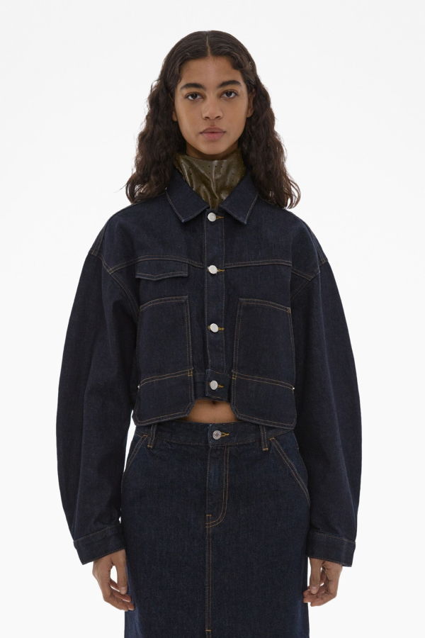 Helmut Lang Cropped Denim Trucker Jacket - Indigo Rinse