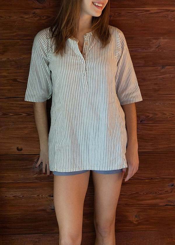 invitation to a voyage Kala Tunic - Blue Stripe