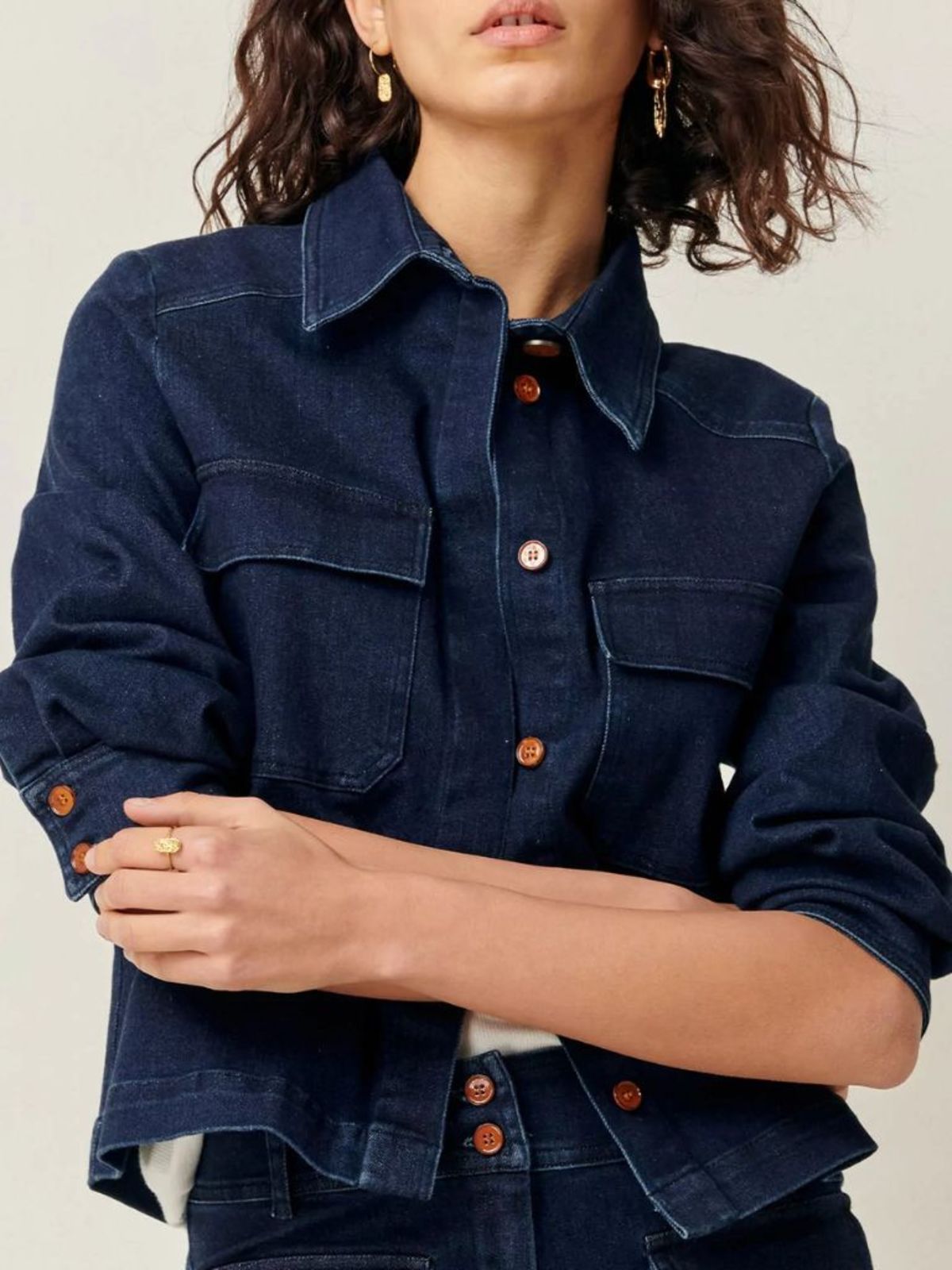 売れ筋商品|||セッソン シャツ レディース トップス GUGGEN - Button-down blouse - denim blue Yimoon Womens Denim Shirt Chambray Blue Button Down Jean