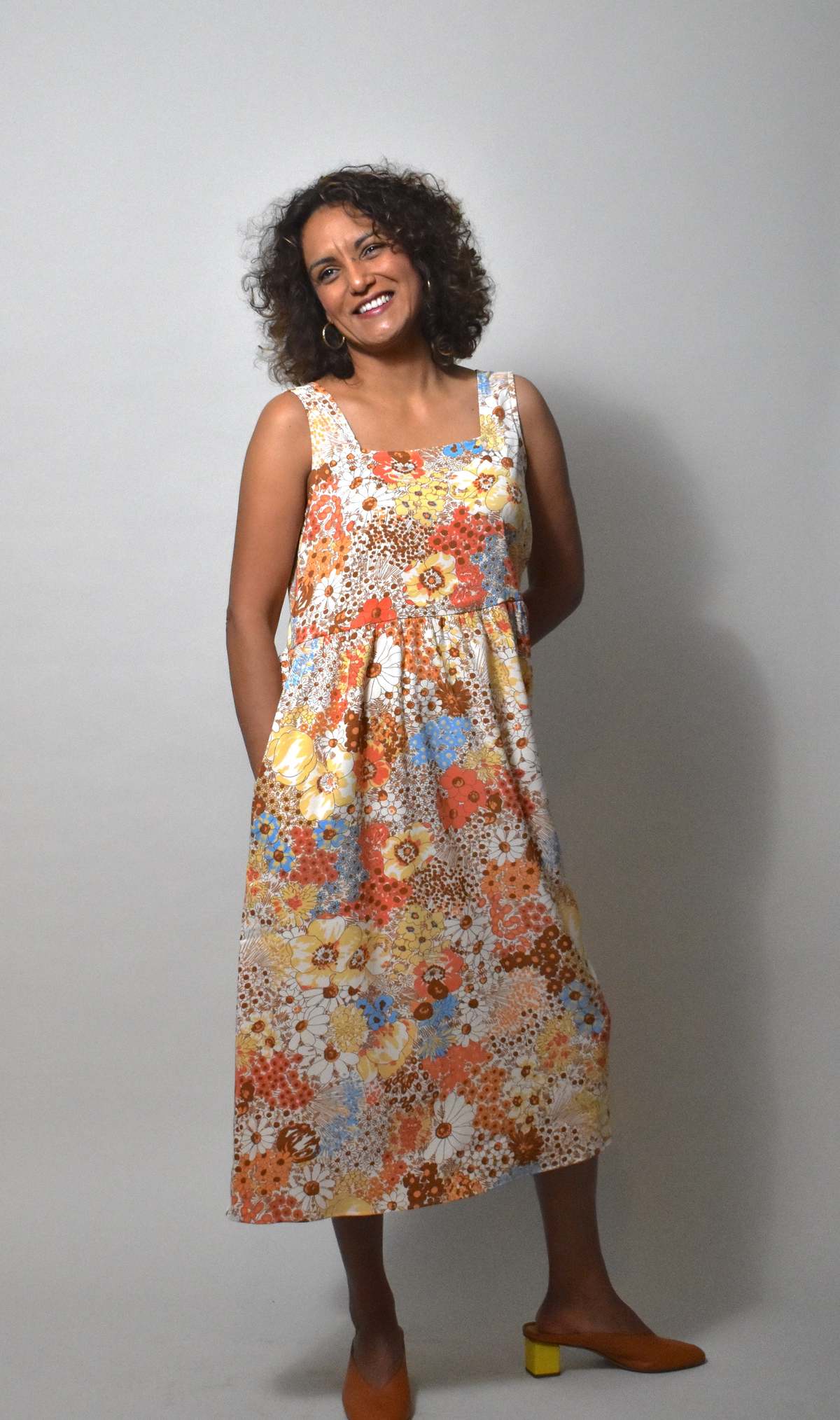 Altar Houseline Gwendolyn Dress - 70s Saffron Floral | Garmentory