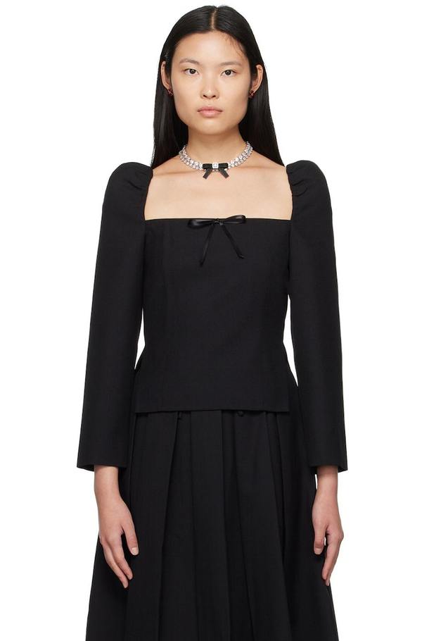 Shushu/Tong Black Square Neck Blouse | Garmentory