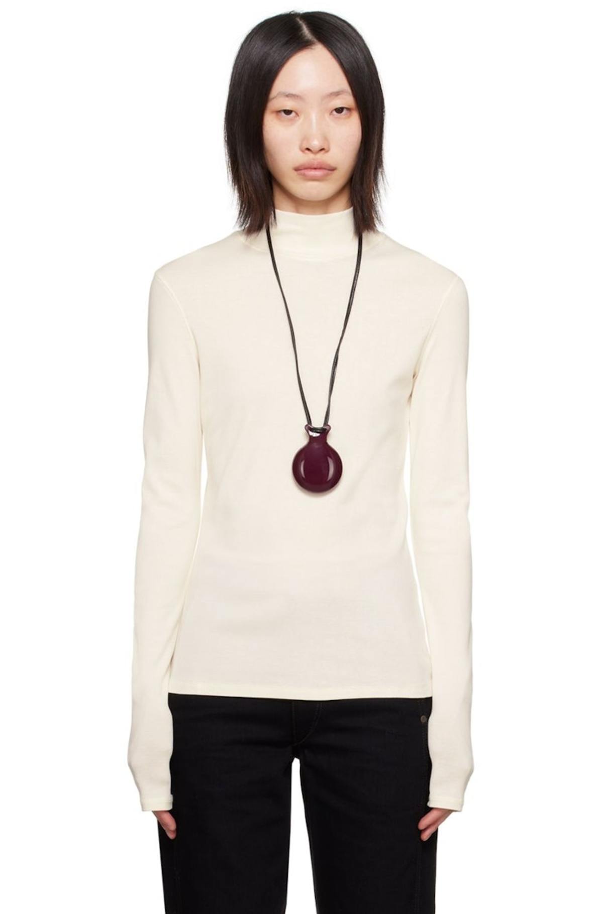 LEMAIRE Off-White Rib Long Sleeve Turtleneck | Garmentory