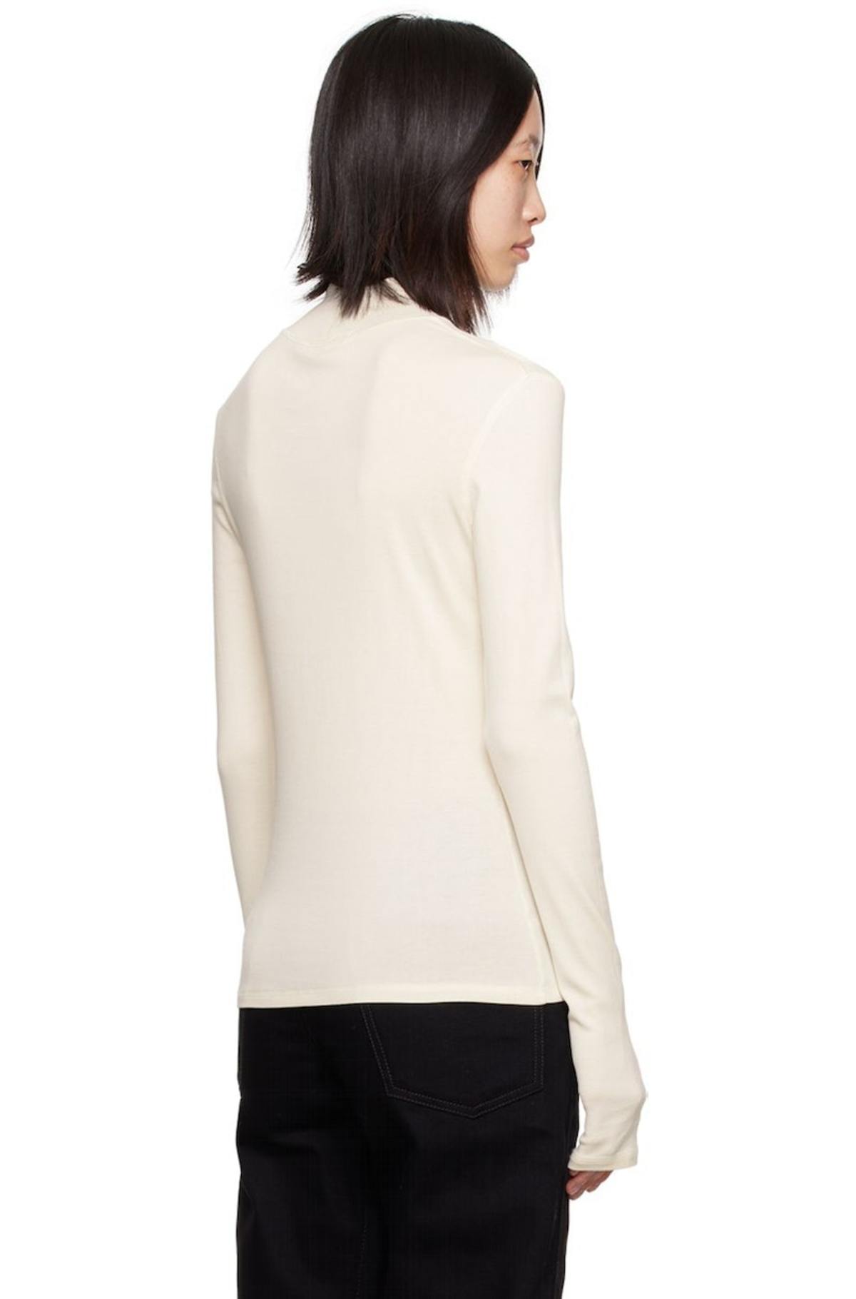 LEMAIRE Off-White Rib Long Sleeve Turtleneck | Garmentory