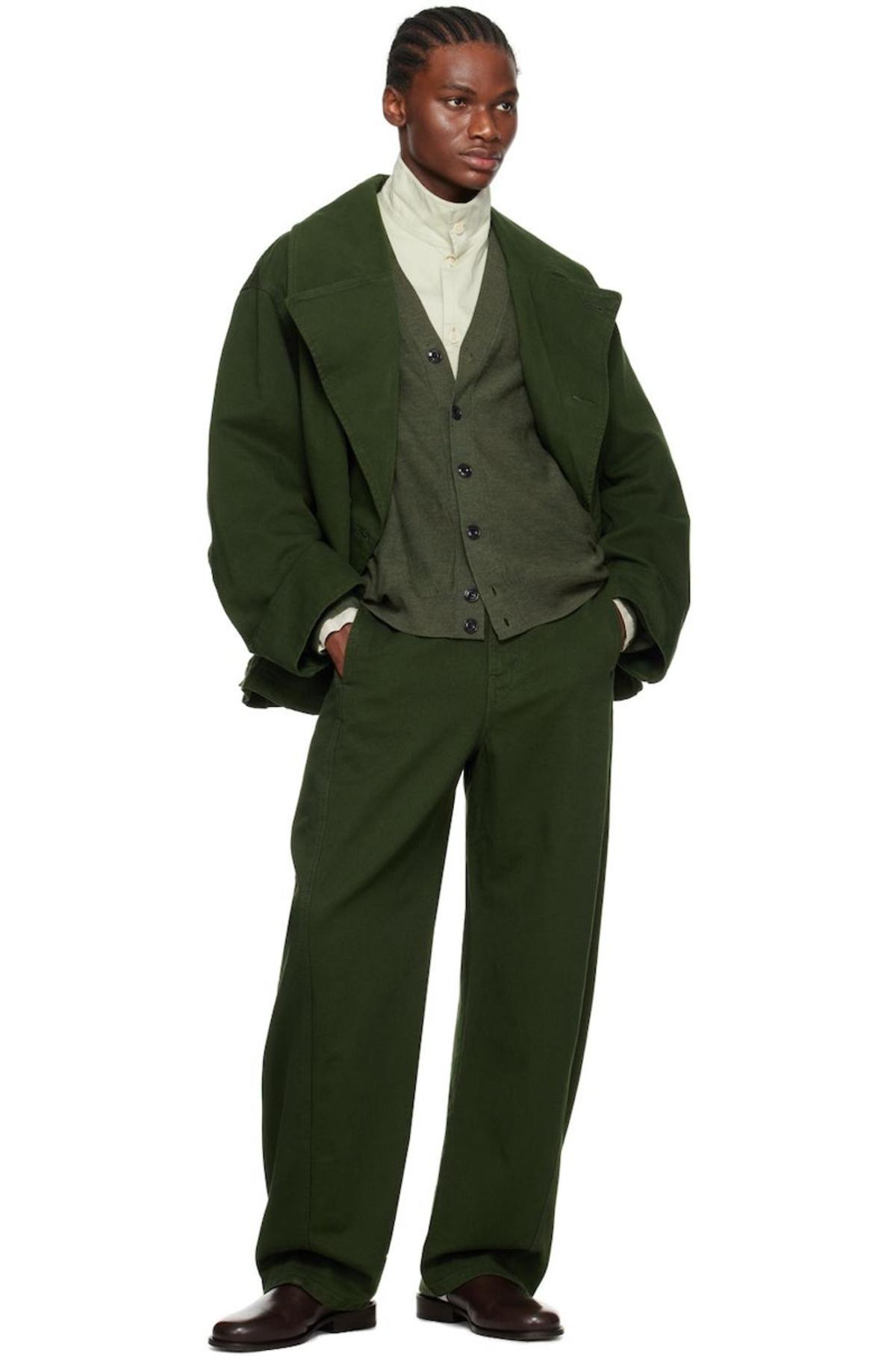 LEMAIRE Green Twisted Belted Jeans | Garmentory