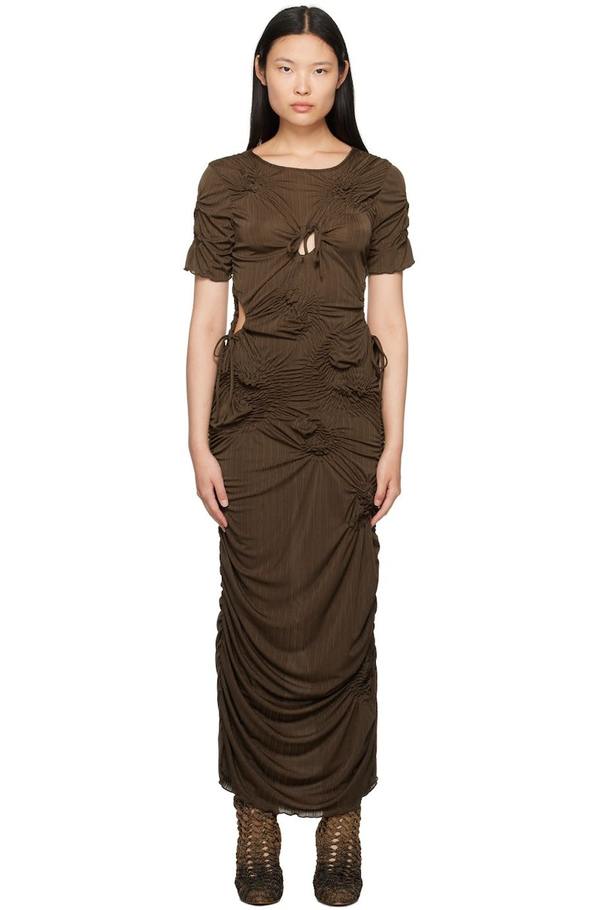 handcrafted brown dress Milena Corset Maxi Dress | House of CB