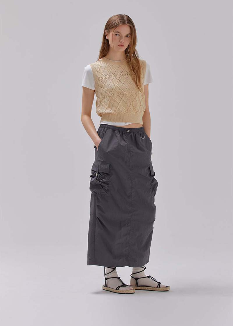 ★RAIVE★ Cargo Shirring Skirt in D/Grey VW3MS09113 Raive Cargo Shirring Skirt - Dark Gray | Garmentory