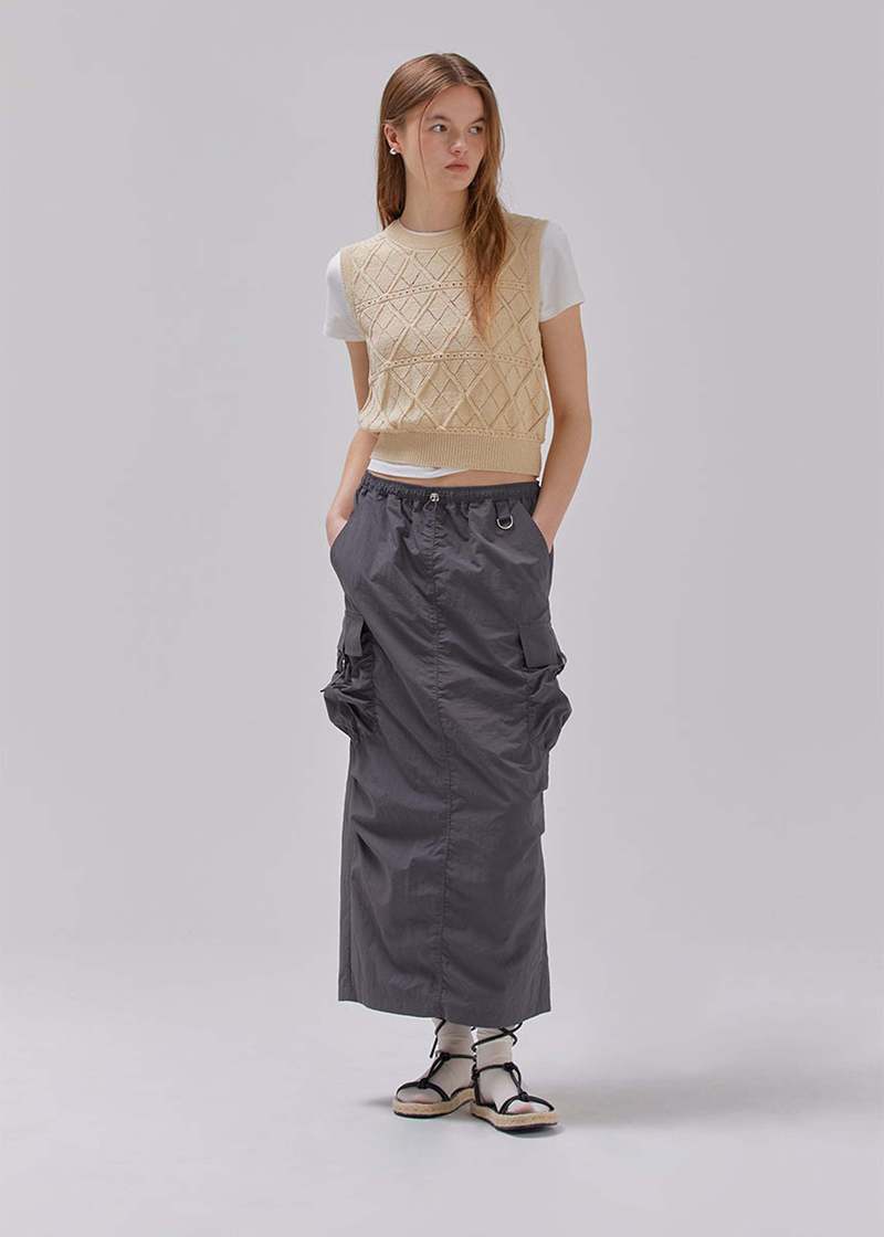★RAIVE★ Cargo Shirring Skirt in D/Grey VW3MS09113 Raive Cargo Shirring Skirt - Dark Gray | Garmentory