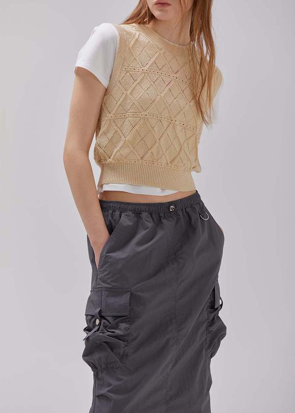 ★RAIVE★ Cargo Shirring Skirt in D/Grey VW3MS09113 Raive Cargo Shirring Skirt - Dark Gray | Garmentory