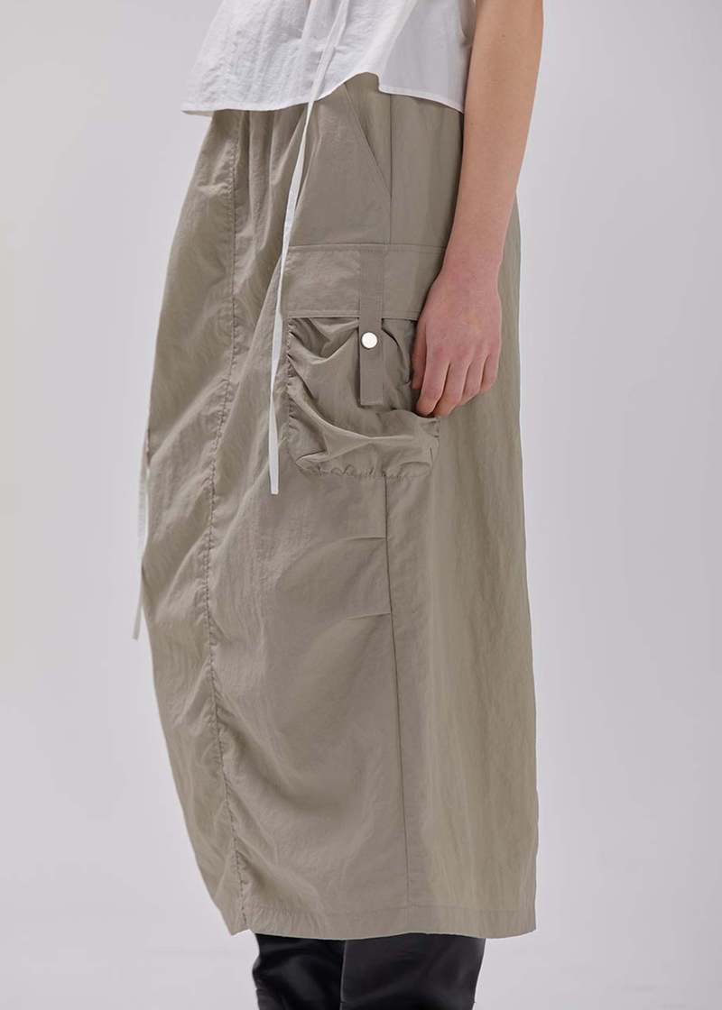 Raive Cargo Shirring Skirt - Khaki | Garmentory Raive Cargo Shirring Skirt - Khaki | Garmentory