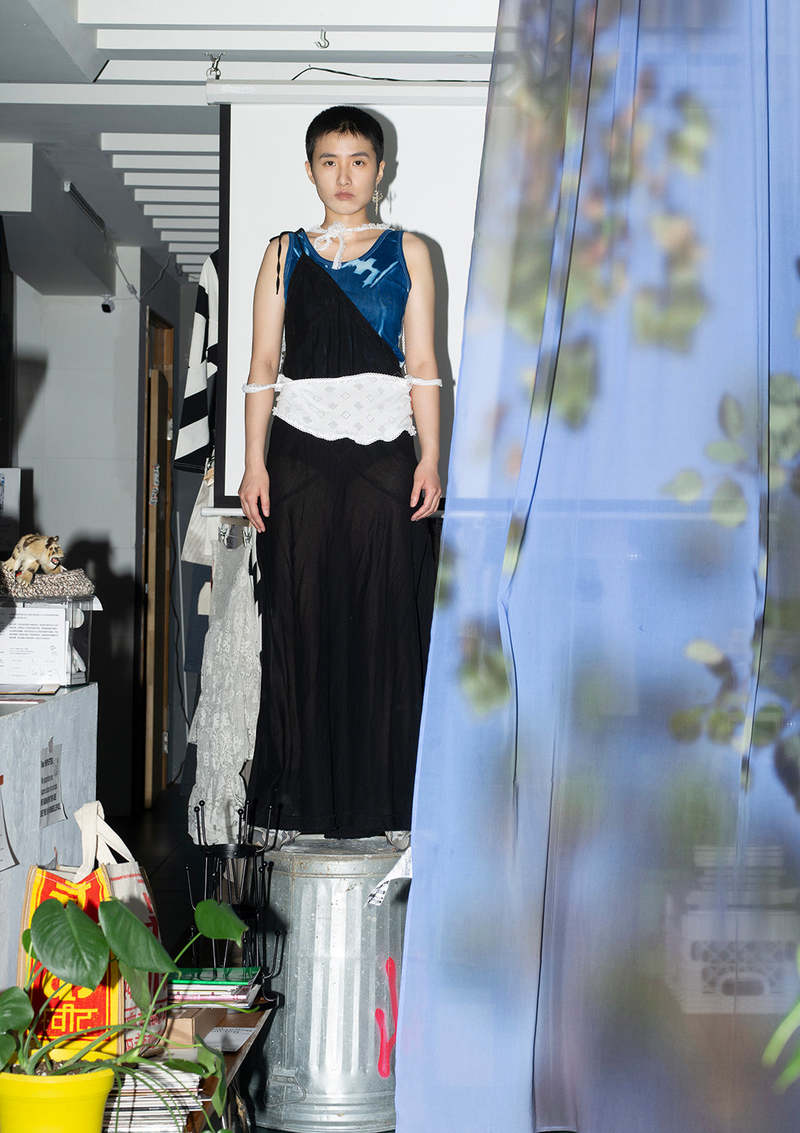 3standardstoppage Perverze Vintage SS2019 Single Strap Long Dress  