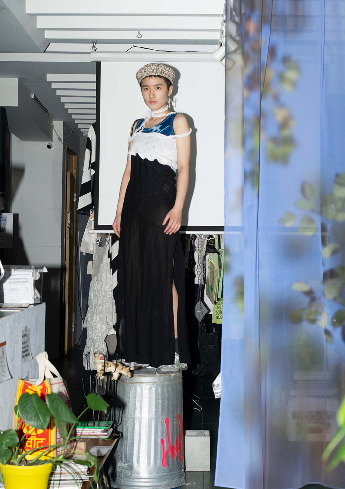 3standardstoppage Perverze Vintage SS2019 Single Strap Long Dress 