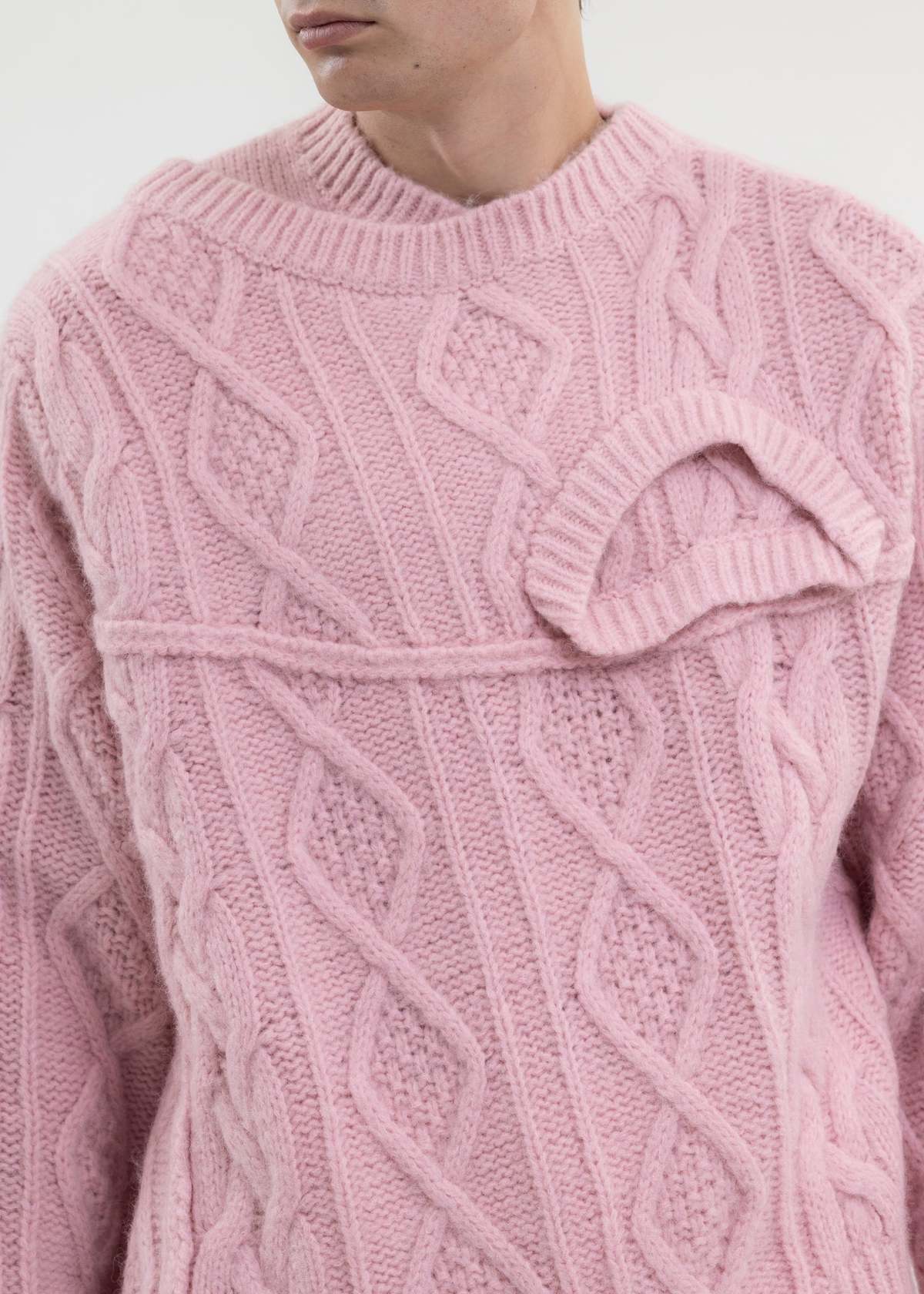 Feng Chen Wang Double-collar Cable Knit Jumper - Pink | Garmentory