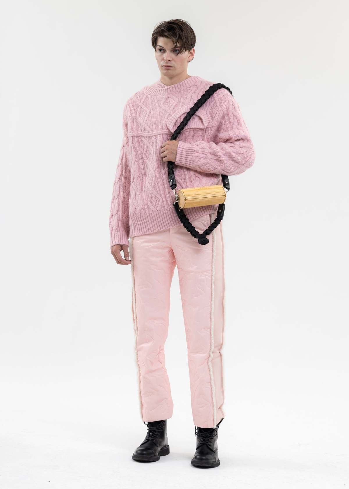 Feng Chen Wang Double-collar Cable Knit Jumper - Pink | Garmentory