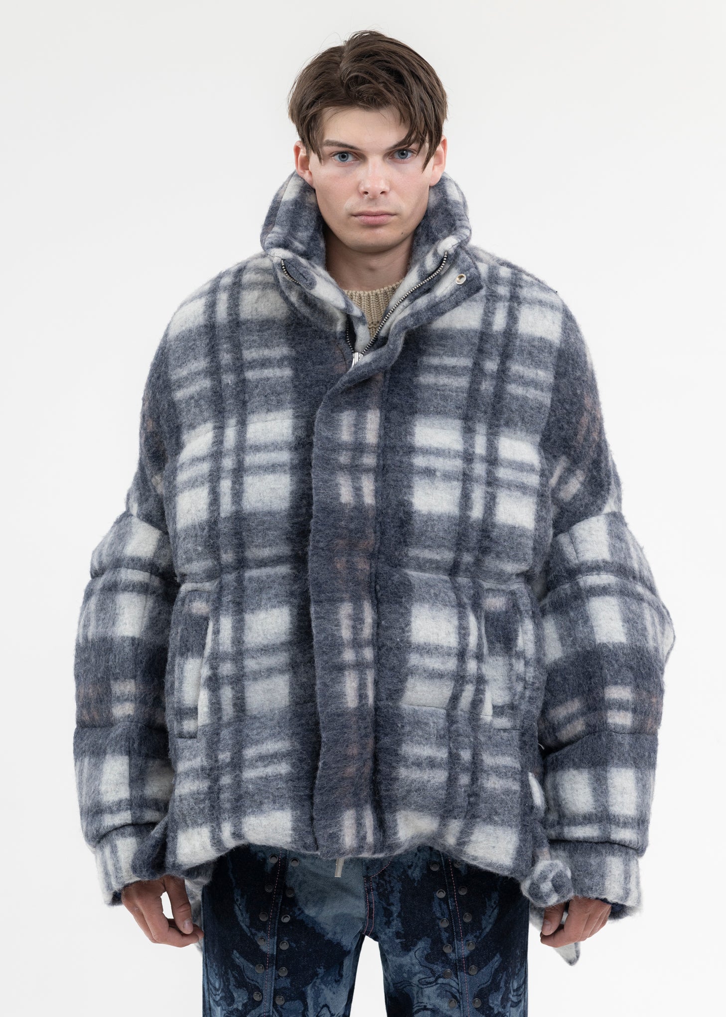 Feng Chen Wang Upside Down Jacket - Check Pattern | Garmentory