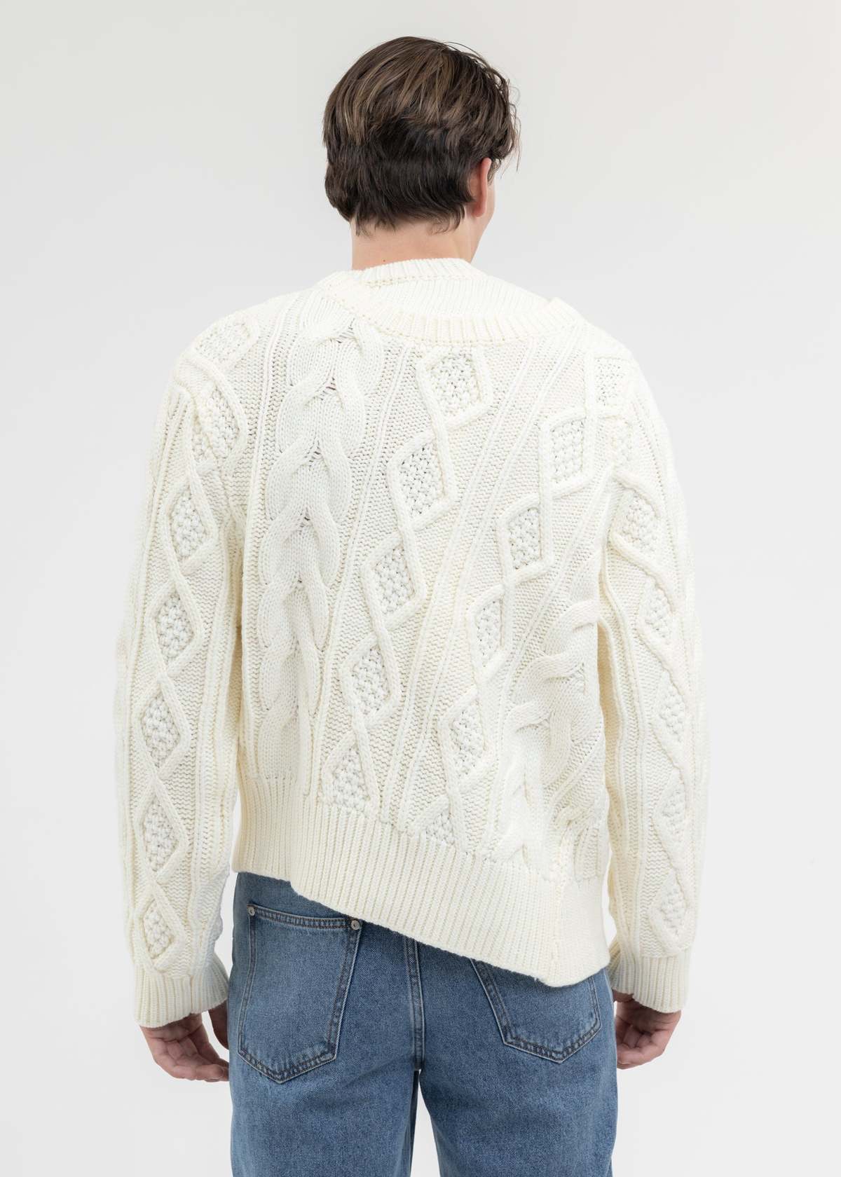 Feng Chen Wang Double-collar Cable Knit Jumper - White | Garmentory