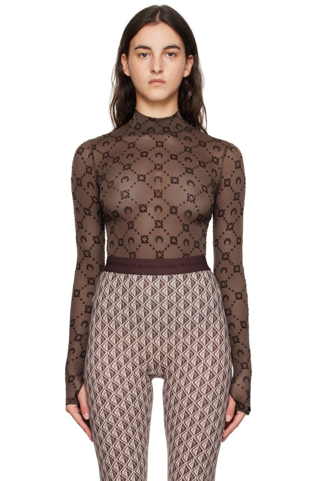 Marine Serre Brown Moonogram Turtleneck | Garmentory