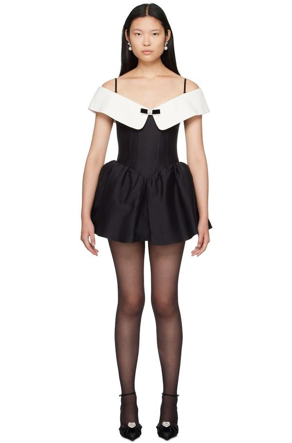 shushu tong black bow mini dress SHUSHU TONG SS25 DOUBLE-BODICE BOW SLING DRESS / BLK