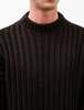 Crew Neck Open Rib Sweater - Brown - Thumbnail 5