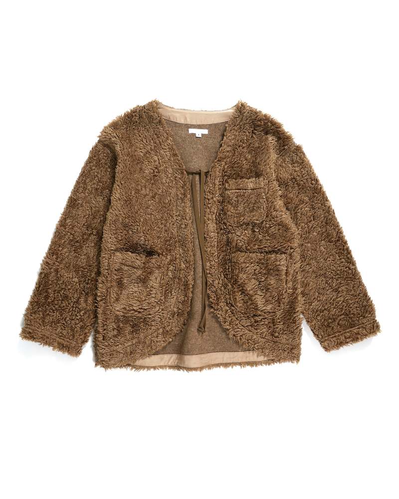 Engineered Garments|JACKETS (Cutaway Jacket_Brown Acryl Engineered Garments Acrylic Curly Fur Cutaway Jacket - Brown