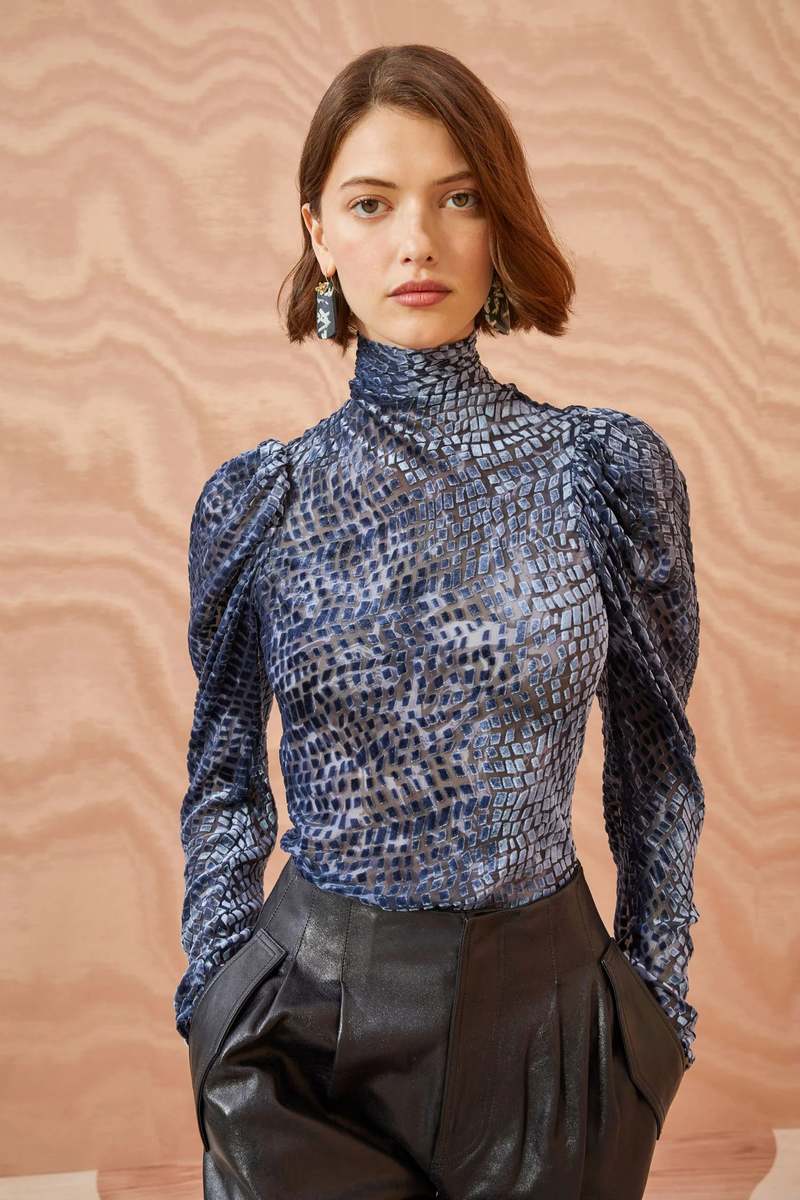Ulla Johnson Althea Velvet Top Marine Garmentory
