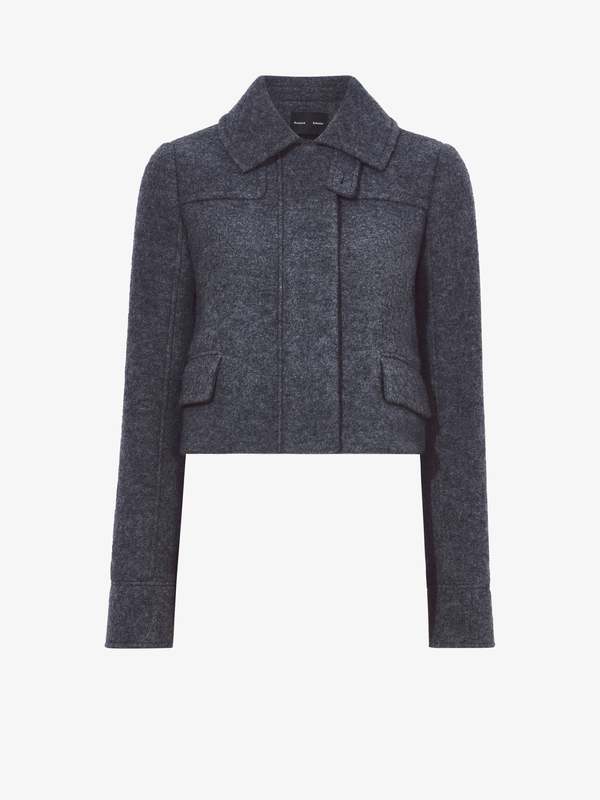 Proenza Schouler Wool Jersey Cropped Jacket Charcoal Grey Mélange