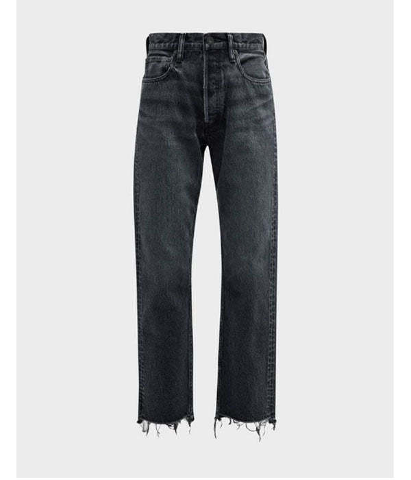 MOUSSY Detroit High Rise Wide Straight Ankle Jeans - Black