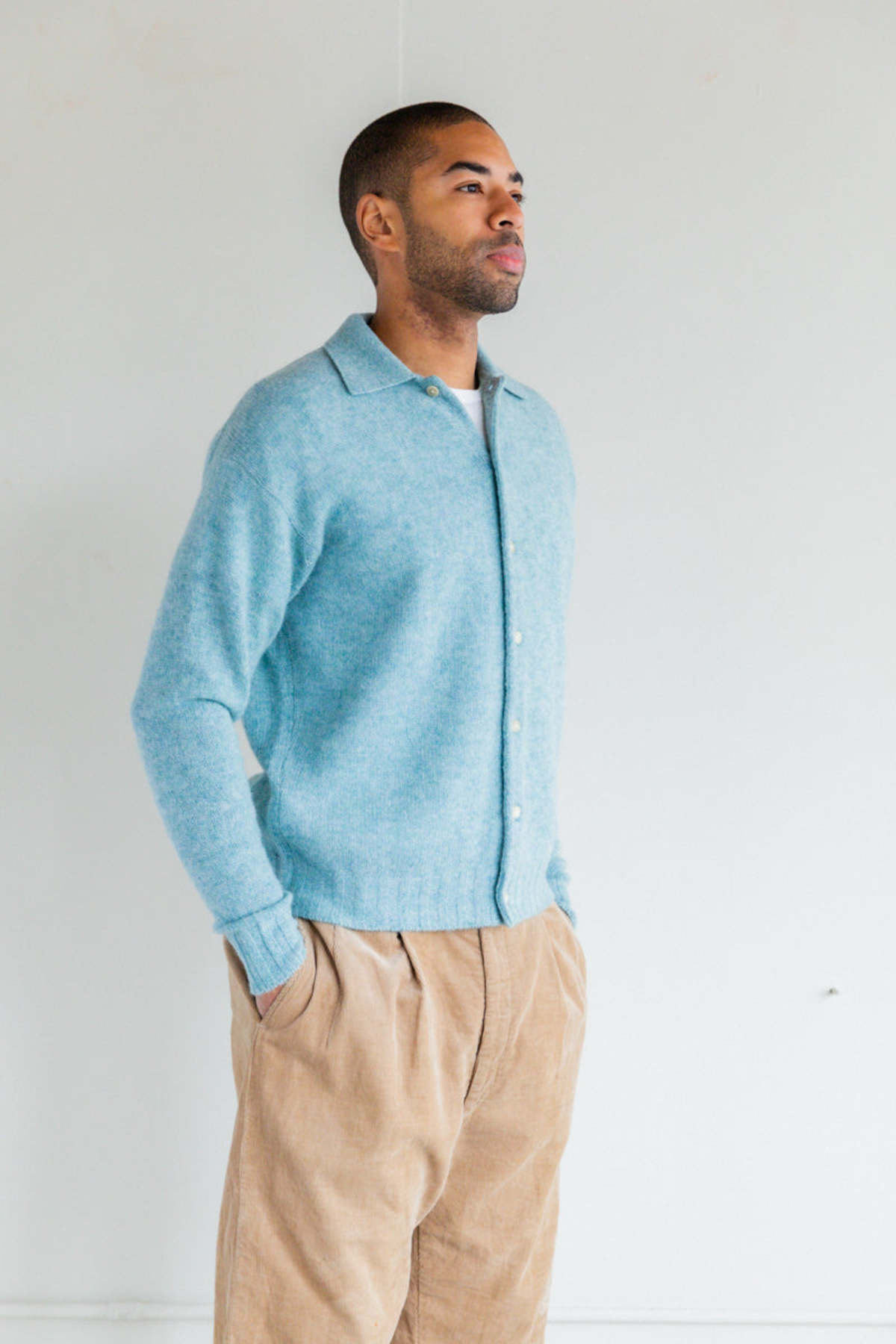 Auralee Shetland Wool Cashmere Cardigan - Multi - Image 2 of 8