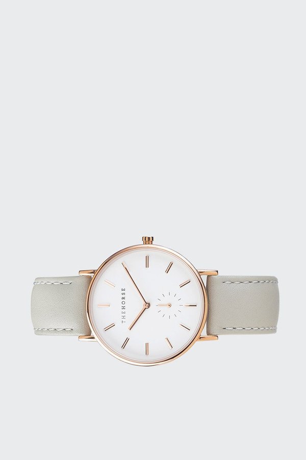 Brand new The Horse watch, light grey The Horse Mini Original Rose Gold Watch | White/Grey – Sportique main image 3