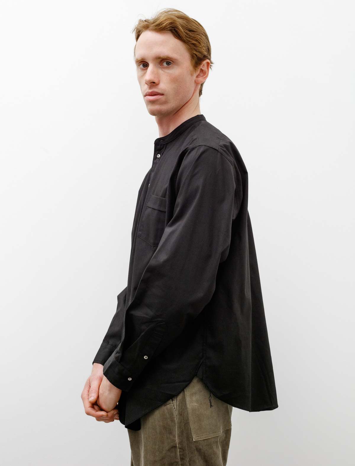 Taiga Takahashi Mens Band Collar Shirt - Black | Garmentory