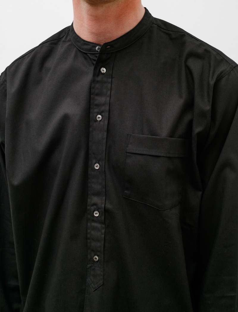 Taiga Takahashi Mens Band Collar Shirt - Black | Garmentory