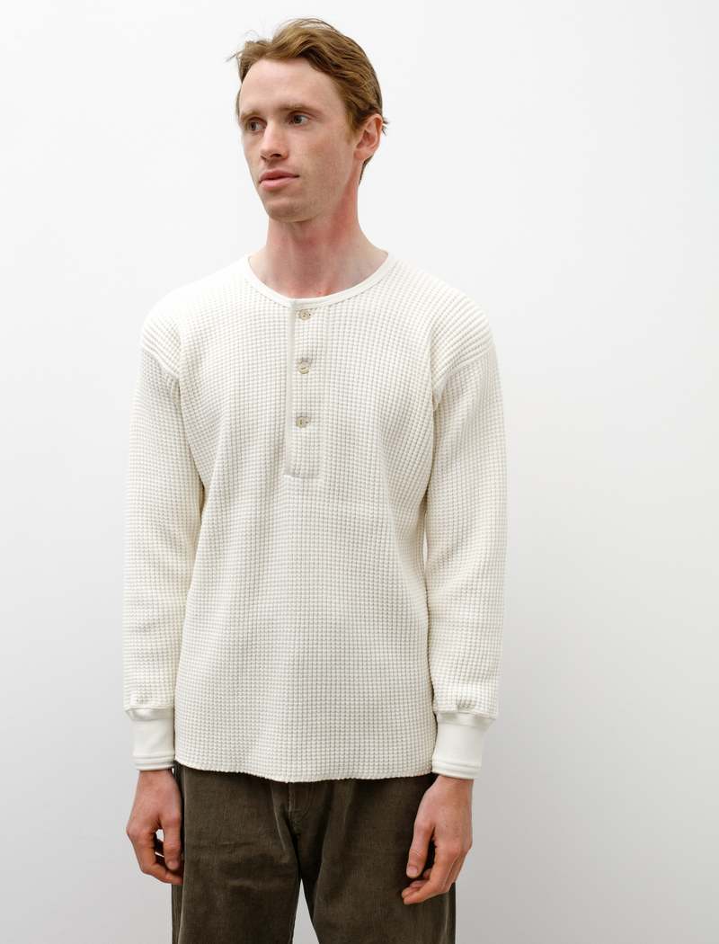 Taiga Takahashi Mens Henry Neck Shirt - Ivory | Garmentory