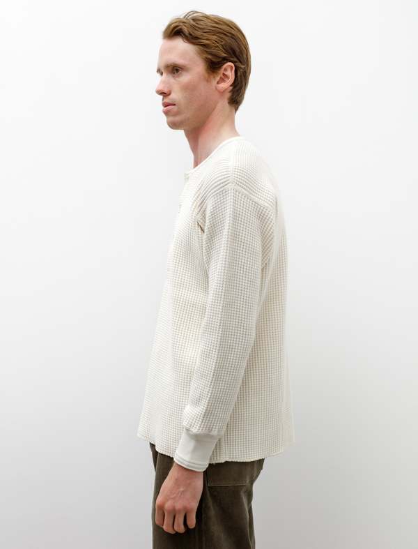 Taiga Takahashi Mens Henry Neck Shirt - Ivory | Garmentory