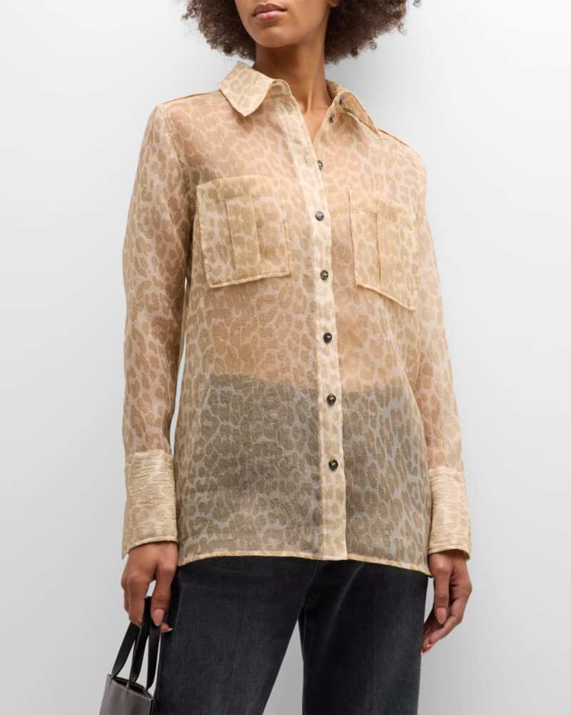 GANNI Organza Shirt ブラウン 34サイズ Ganni Organza Shirt - Oyster Gray | Garmentory