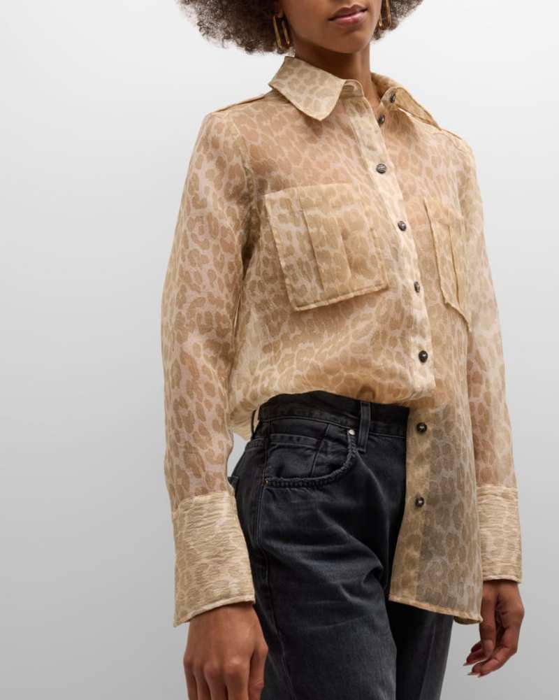 GANNI Organza Shirt ブラウン 34サイズ Ganni Organza Shirt - Oyster Gray | Garmentory