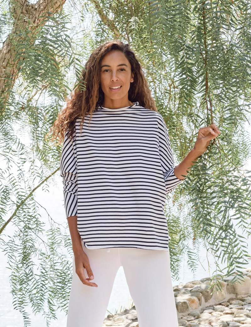 Frank & Eileen Effie Long Sleeve Funnel Neck - French Stripe