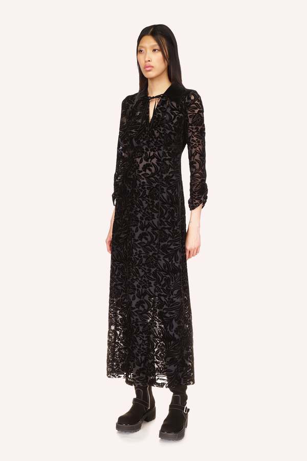 Anna Sui Velvet Burnout Dress - Black Multi | Garmentory