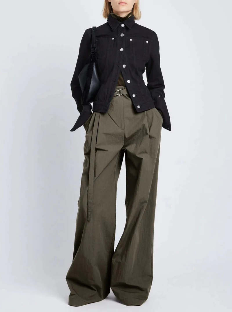 Technical Suiting Wide Leg Trouser - Wood | Garmentory
