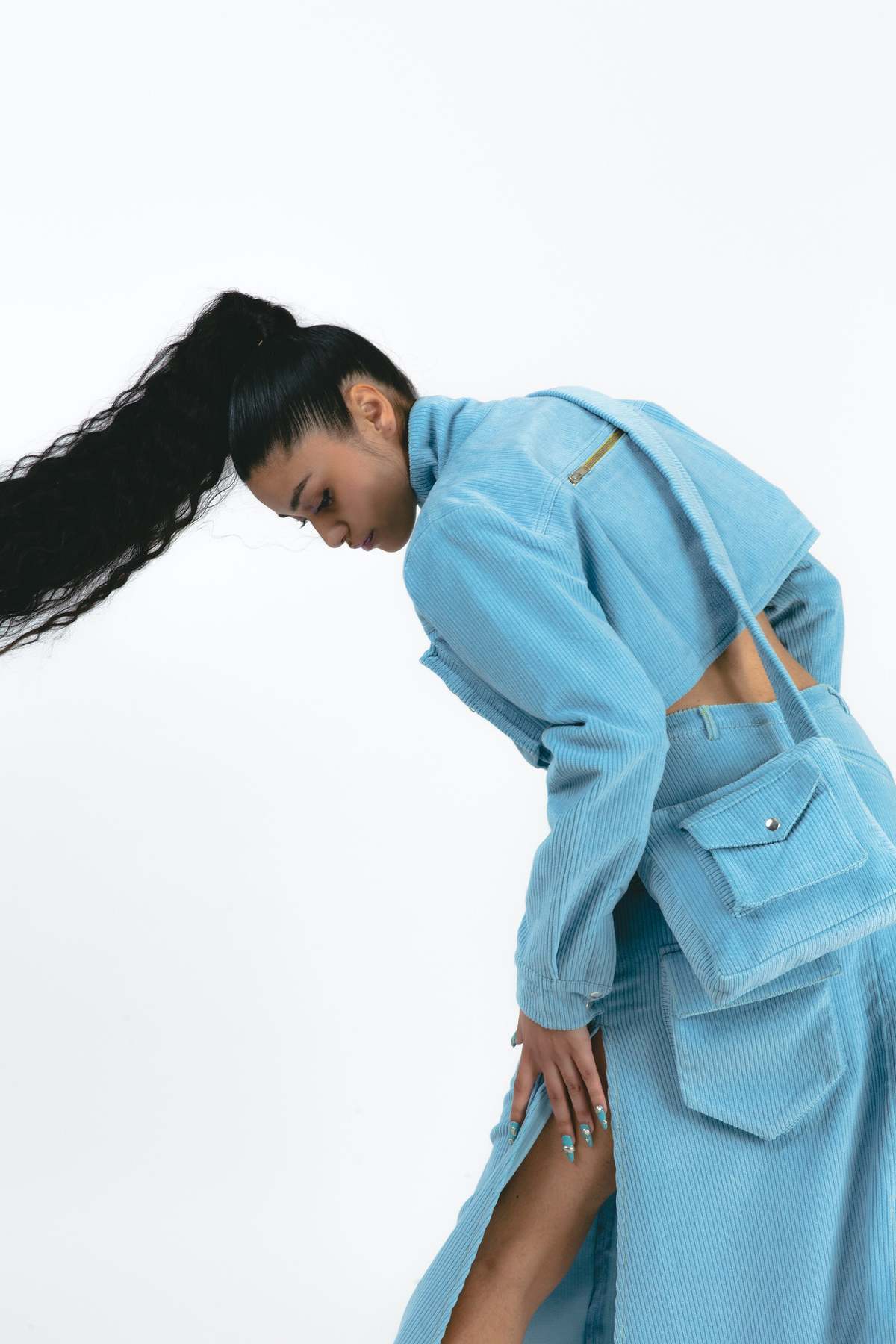 Abacaxi Crop Cargo Zipper Jacket - Blue - Image 5 of 5