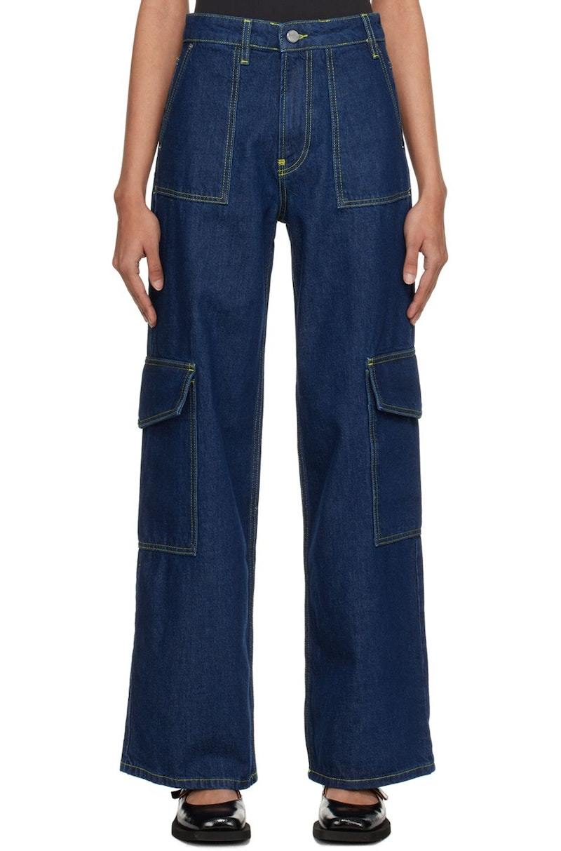 ★Ganni★ Anji Rinse Denim Indigo J1175077 J1175077SS23 Ganni Rinse Denim Angi Jeans In Blue | ModeSens